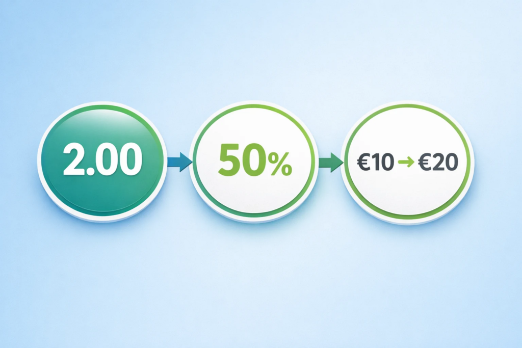 Infográfico a explicar como as odds funcionam - relação entre odds, probabilidade e retorno potencial nas apostas